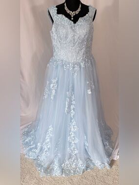 #52 Light Blue Lace Tulle Dress - Elegant Occasion Dress